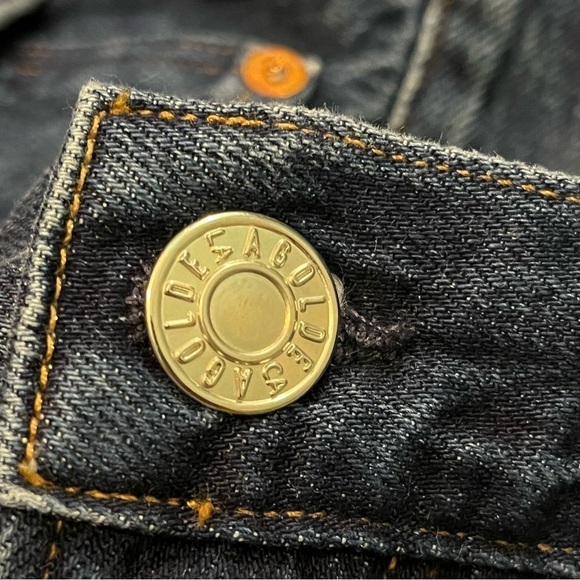 Agolde Crop Jeans Cut Off Hero Tapered Slim Desolate Dark Wash Unisex Size 36x25 - Picture 8 of 8